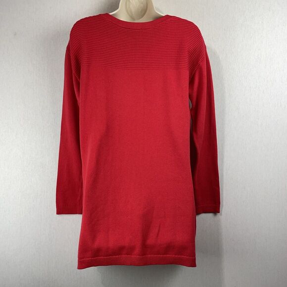 Talbots Tunic Top Sweater Size Small Solid Red Long Sleeve Christmas Holiday - Picture 4 of 10